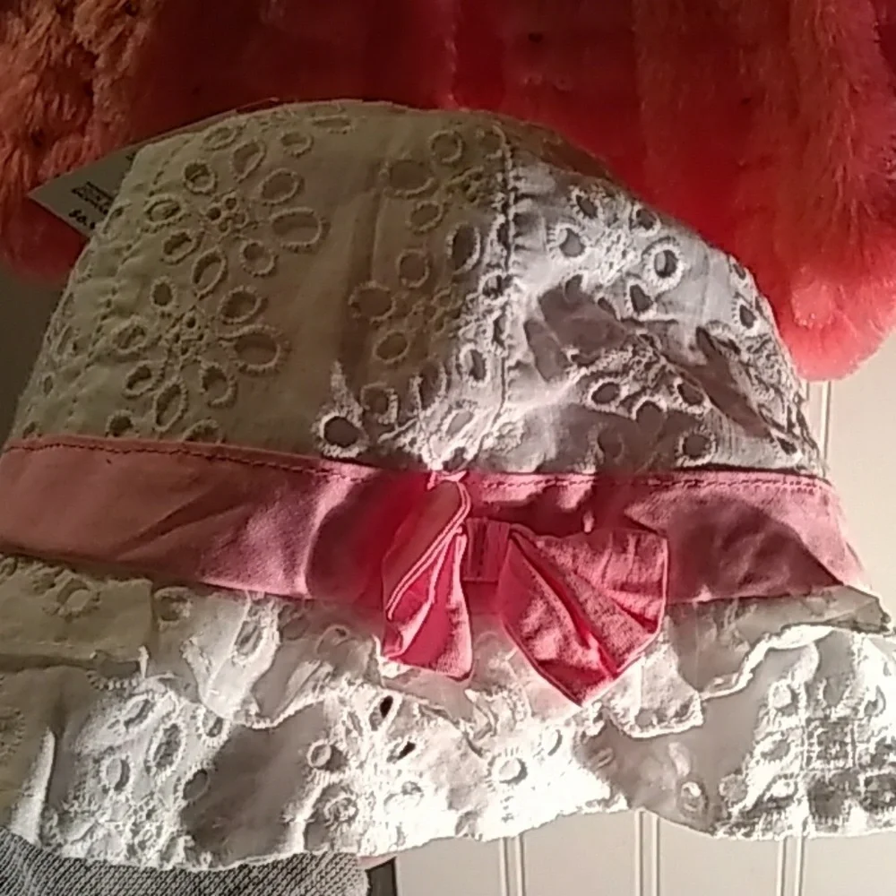Baby/Toddler Summer Hat One Size Fits Most White With Pink Bow